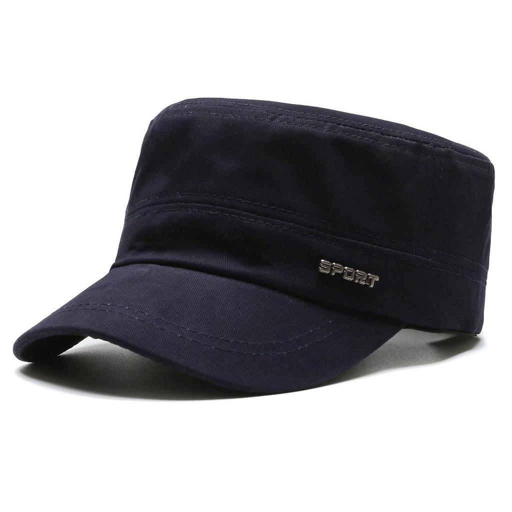 Hat Men Casual Cotton Military Caps Captain Flat Cap Sunshade Baseball Cap Training Cadet Army Trucker Cap Visors Hat Peaked Cap