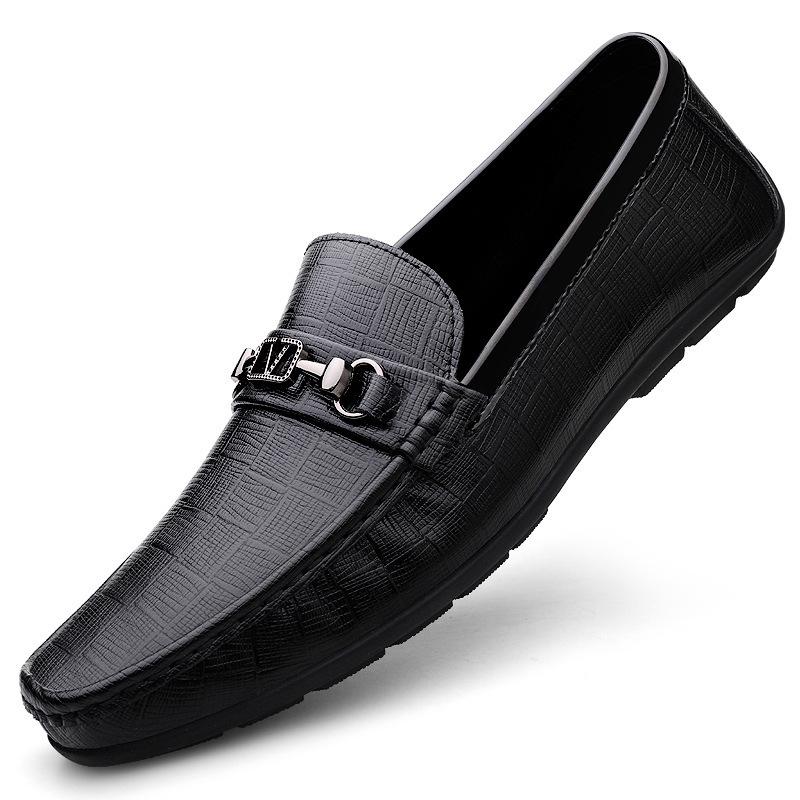 Men's Summer Slip-On Leather Loafers: Casual British-Style Large and Small Sizes