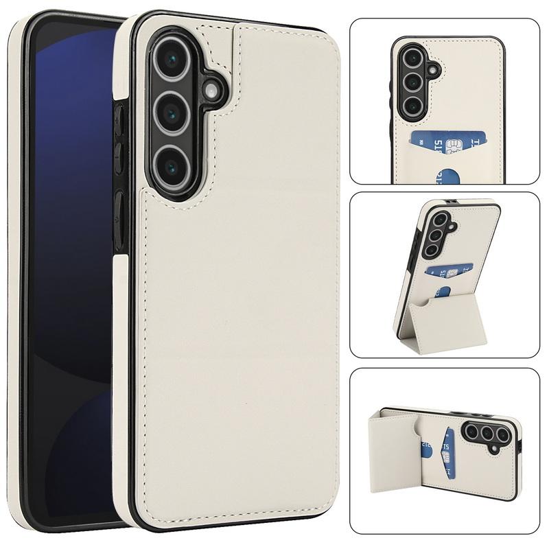 Business Leather Card Slot Phone Case For Samsung S25 Ultra S24 FE S23 Plus S22 S21 Flip Stand Shockproof Soft Silicone Bumper Cover
