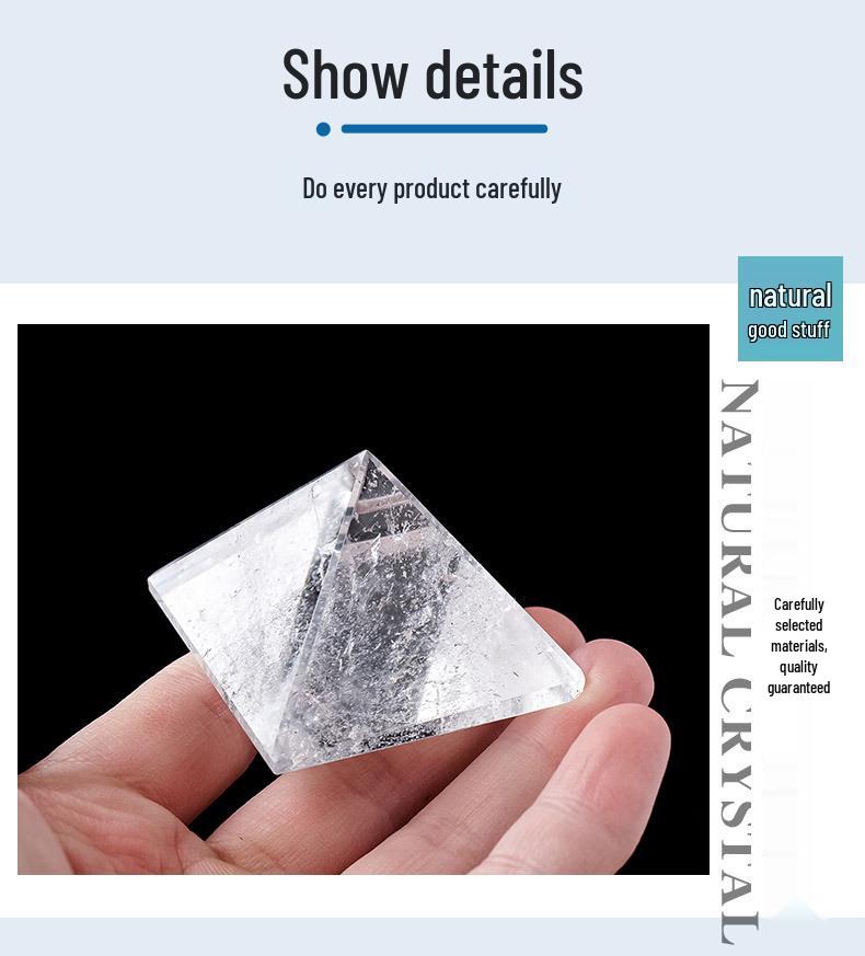 Bílá křišťálová leštěná pyramida Feng Shui ornament
