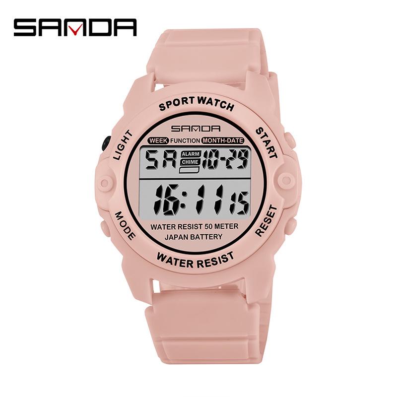 Sanda Unisex Sports Watch: Multifunctional, Luminous, Silicone Strap, Waterproof, Electronic Timer.