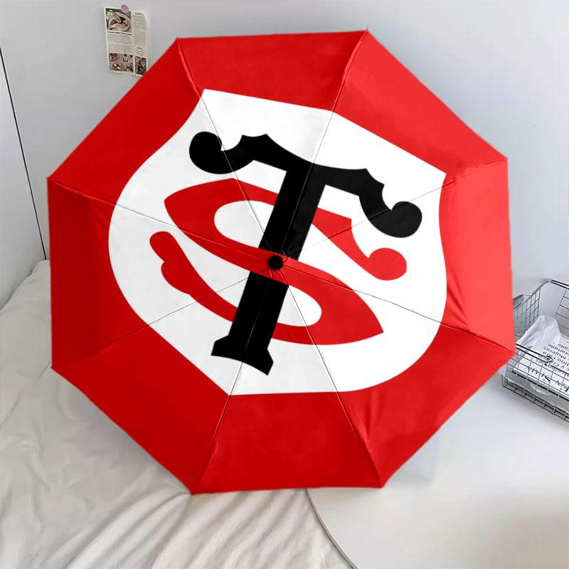 1 PC Automatic Folding Umbrella - Stade Toulousain Pattern, Portable & Foldable Design with 8 Ribs, Christmas Birthday Gifts