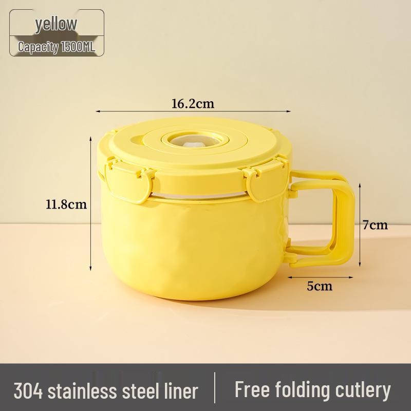 304 Stainless Steel Instant Noodle Bowl Set with Lid - Perfect for Dorms