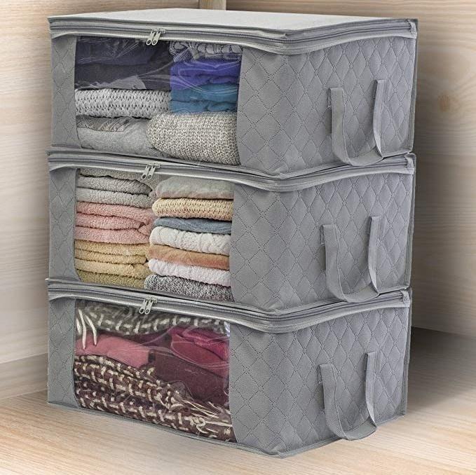 49x36x21cm Vliesstoff Faltbare Aufbewahrungsbox Kleidung Sammelkoffer Spielzeug Quilt Aufbewahrungsbox Klares Fenster Organizer