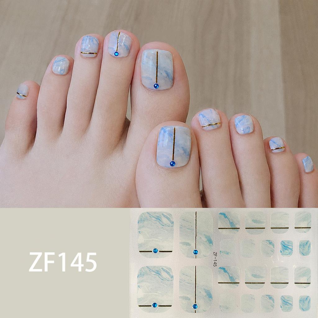 Waterproof Long Lasting ZF 3D Faux Rhinestone Stereo Pattern Full Cover Finished Toe Nail Stickers, Skin Brightening Toenail Decals