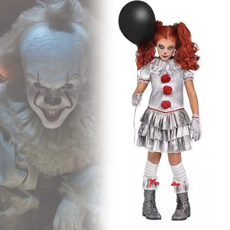 Halloween It Clown Role Playing Costume Set Children Dress For Role Play