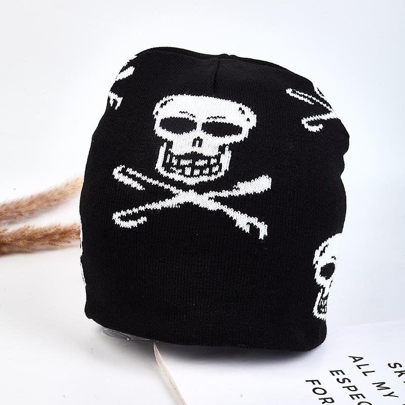 Striped Warm Knitted Hat Personalized Pullover Hat New Cold Hat Trendy Fashion Men's and Women's Skull Camouflage Outdoor