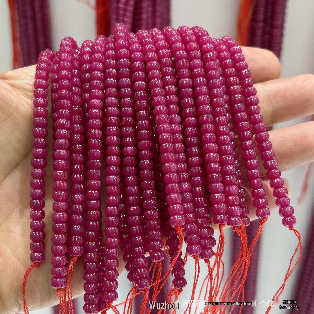 Faceted Glossy Hexagonal Teardrop Rice Beads for DIY Ruby Bracelets