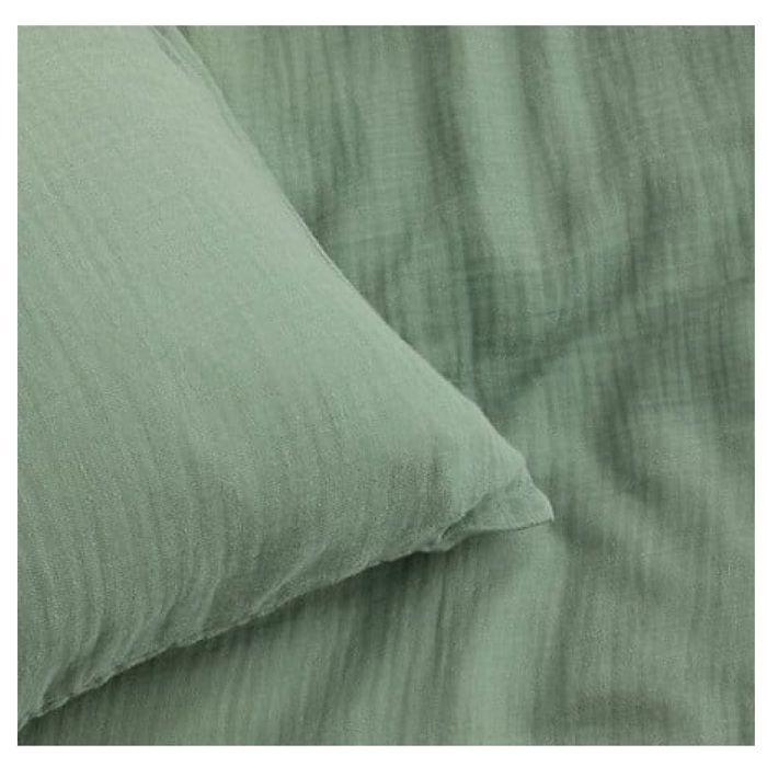 Housse de couette et taies double gaze de coton Doux Reve 220 x 240 vert