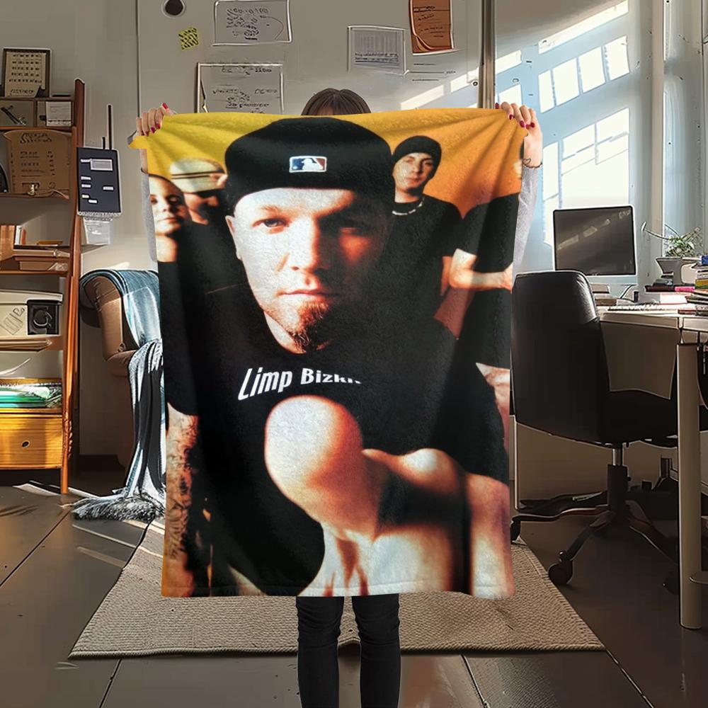 1PC Limp Bizkit Print Flannel Blanket, High Quality Comfortable for All Seasons, Home Decor, Warmth and Comfort, Perfect for Christmas Gifts