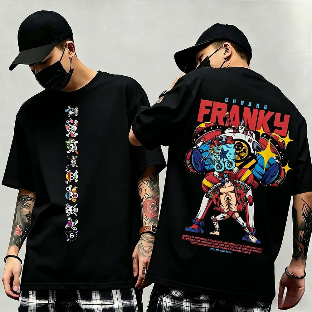 Summer New Arrival One Piece Pattern Tshirt unisex anime print casual shortsleeved fashionable streetwear top Y2K style