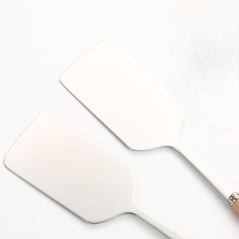 1pcs Stainless Steel Shovel Cookware Square Head Anti-scald Pancake Scraper Mixing Spatula Wood Handle Fried Shovel Kitchen