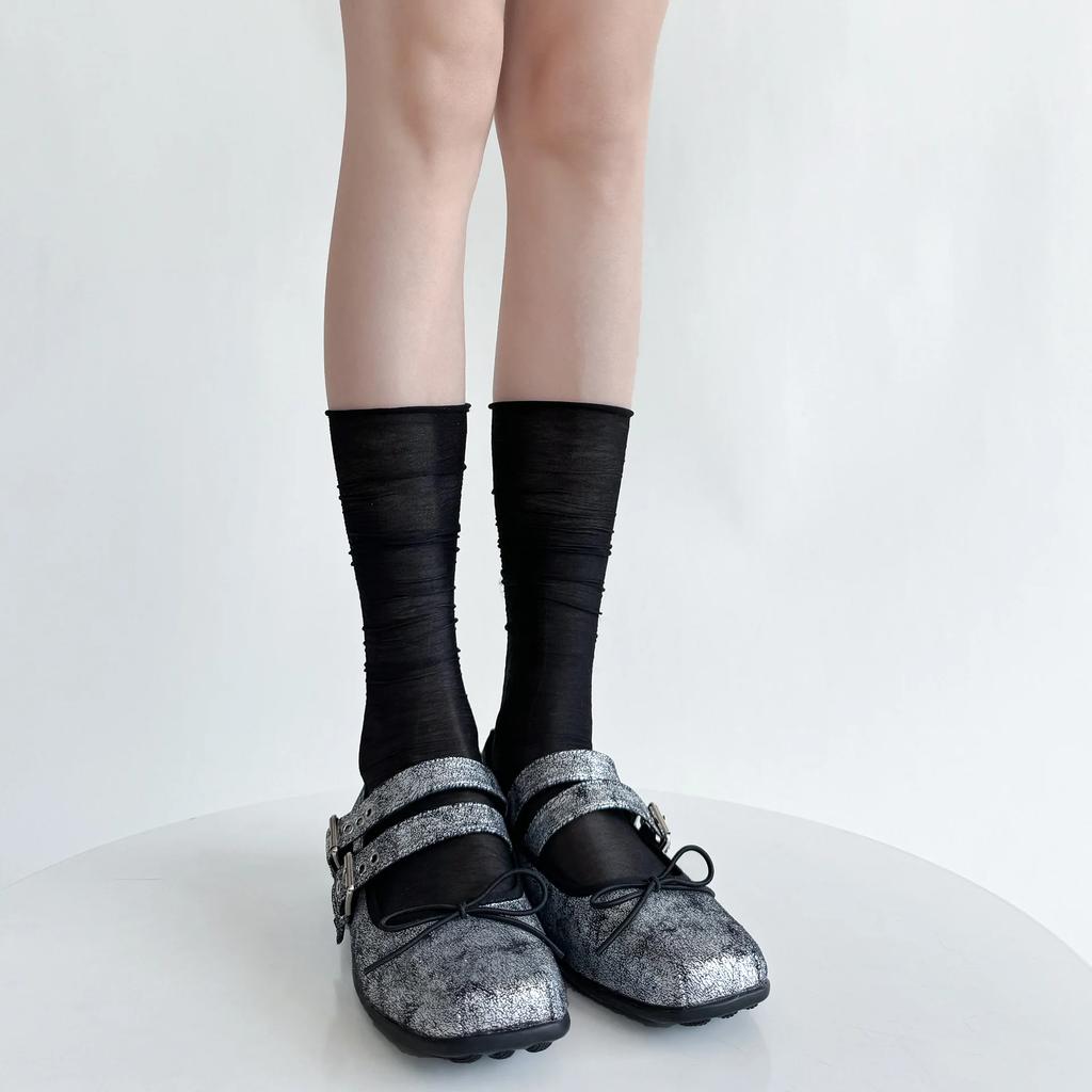 Women Socks Summer Ultra-thin Transparent Nylon Long Socks Women Casual Thin Breathable Solid Color Black White Skin Gray Socks