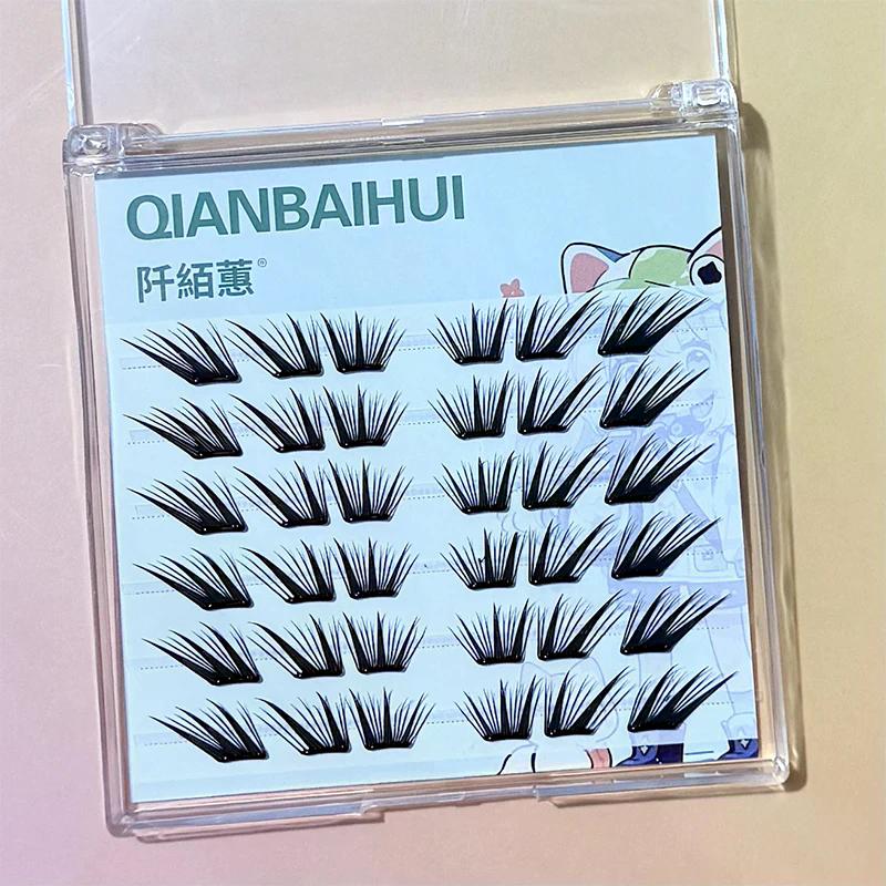 6/28 Rows Eye Manga False Eyelashes Large Capacity Tapered Thick Segmented Individual Cluster Lash Extensions Enlarge Eyes
