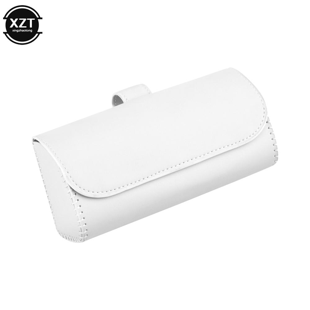 PU Leather Car Visor Sunglasses Case Clip Hanger Magnetic Fastener Sunglasses Holder Storage Box Eyeglasses Holder Car Interior