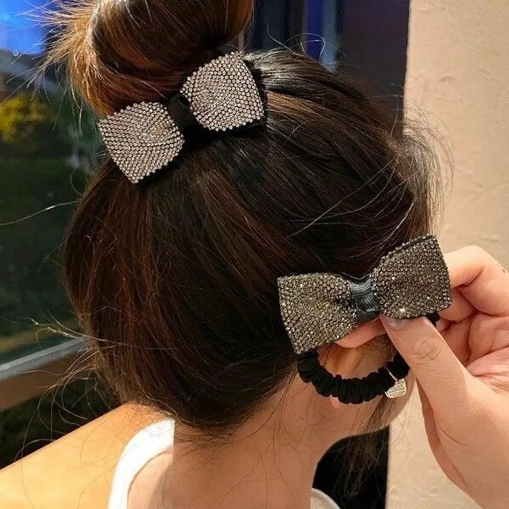 Women s Cubic Ribbon Scrunchie Hair Tie 2-Piece Set Hair Tie Bun Scrunchie Dango Hair Tie