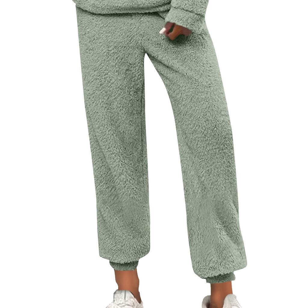 Women Winter Plaid Pants Full Length Long Trousers Sports Pants