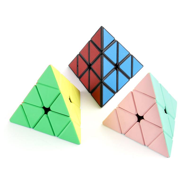 Puzzle Solid Color Black Background Sticker Third-Order Pyramid Rubik'S Cube Smooth Rotation Special-Shaped Rubik'S Cube Toy