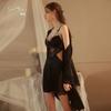 Rui Ruo Sexy Lace Perspective Temptation Steel Ring Gathering Plus Chest Pad Large Size Suspender Skirt Women's Loungewear Set 1011