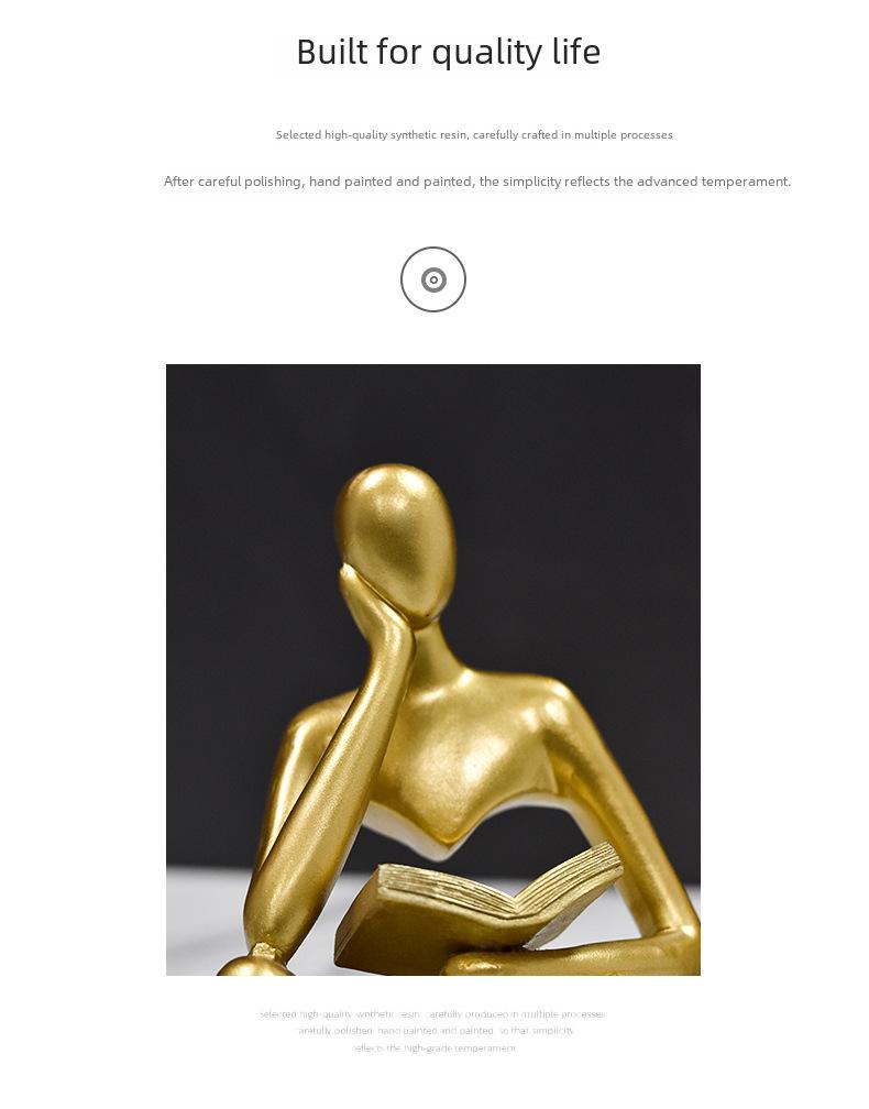 Abstract Resin Thinker Ornament for Living Room & Study Decor
