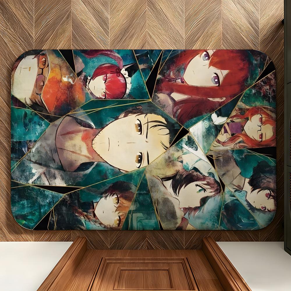 Anime S-Steins;Gate Floor Mat Soft Flannel Floor Mat  Suitable for Entryways, Living Rooms, Bedrooms, and Bathrooms