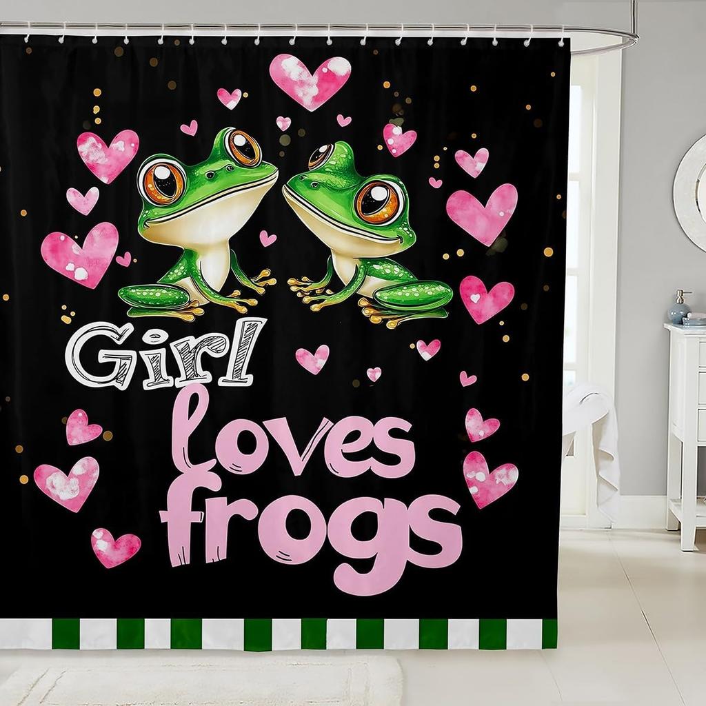 Cartoon Pig Shower Curtain Leopard Bow Bath Curtain for Boys Girls Teens Lovely Animal Cheetah Bathroom Shower Curtain Set