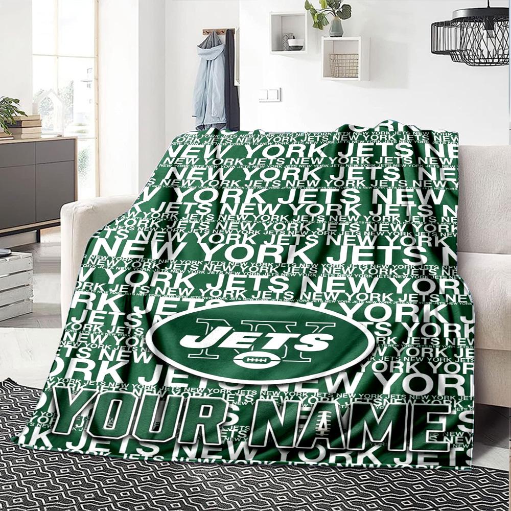 Name Custom NY Jets Print Flannel Blanket High Quality Warm Comfortable Cover for All Seasons Perfect for Gifts Home Decor