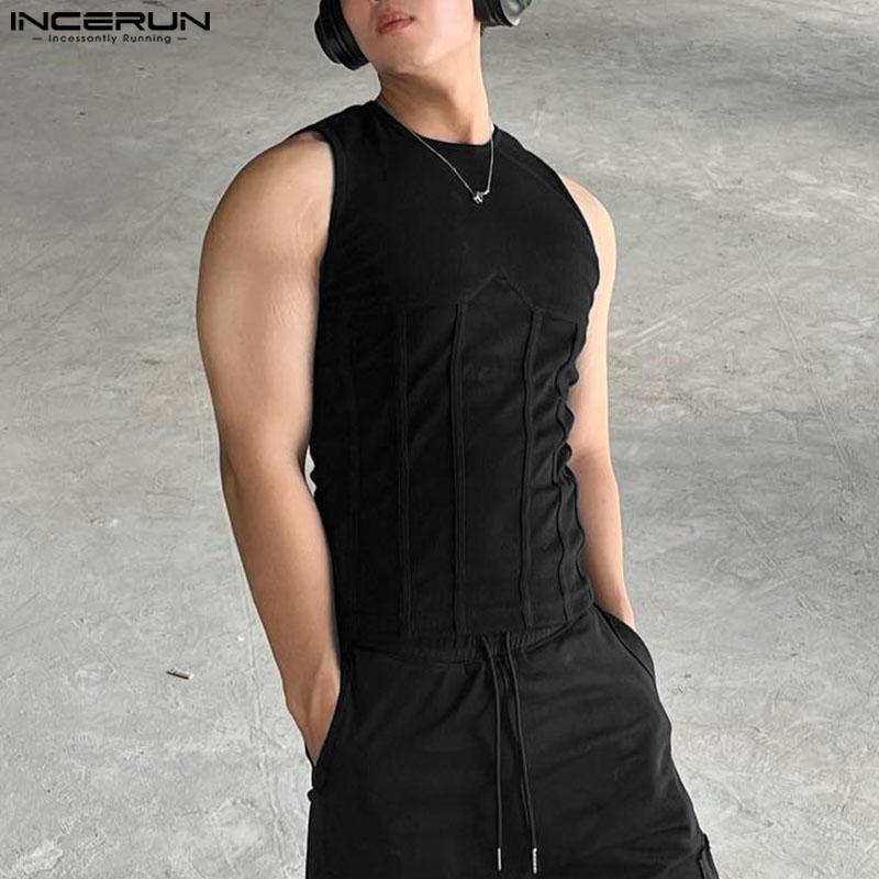 INCERUN Men Sleeveless Casual Fitted Gym Sport Tank Tops