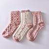 5 Stück/weiße florale Mid-Tube-Socken für Damen, trendige japanische Pudernebelfarbe, Student Loli Spring, dünner Abschnitt, JK-Socken, Pink, Neu