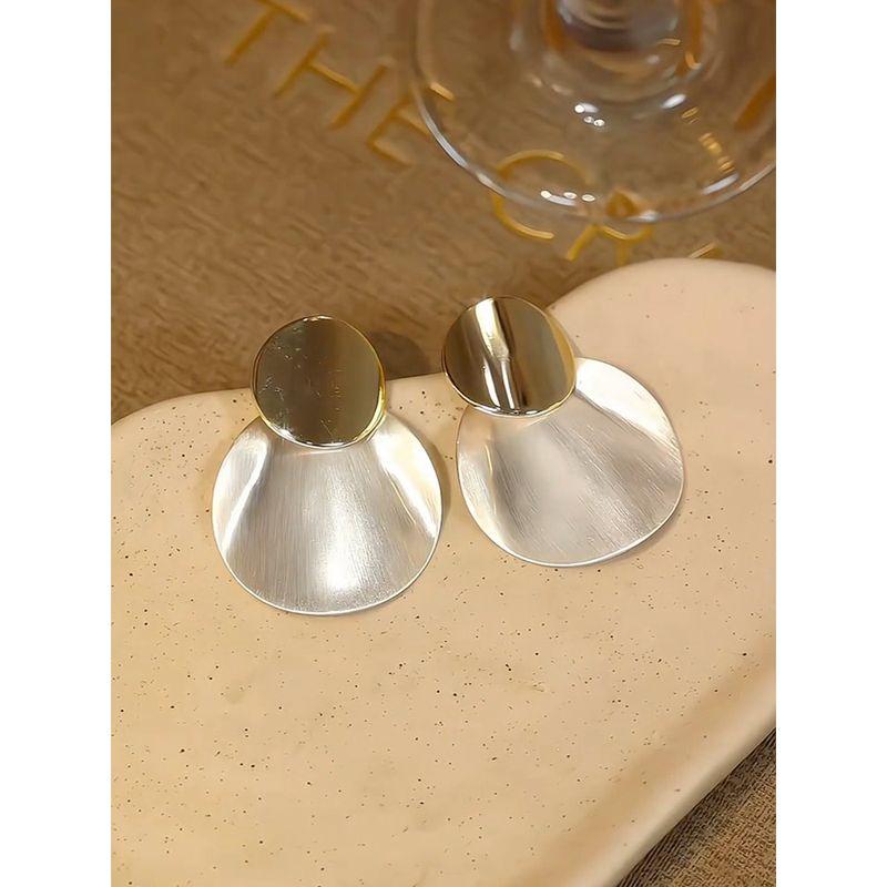 925 Silver Needle Light Luxury Exaggerated Earrings European and American Style Round Sequin Large Hoop Earrings Unique Fashion High-End Earrings
