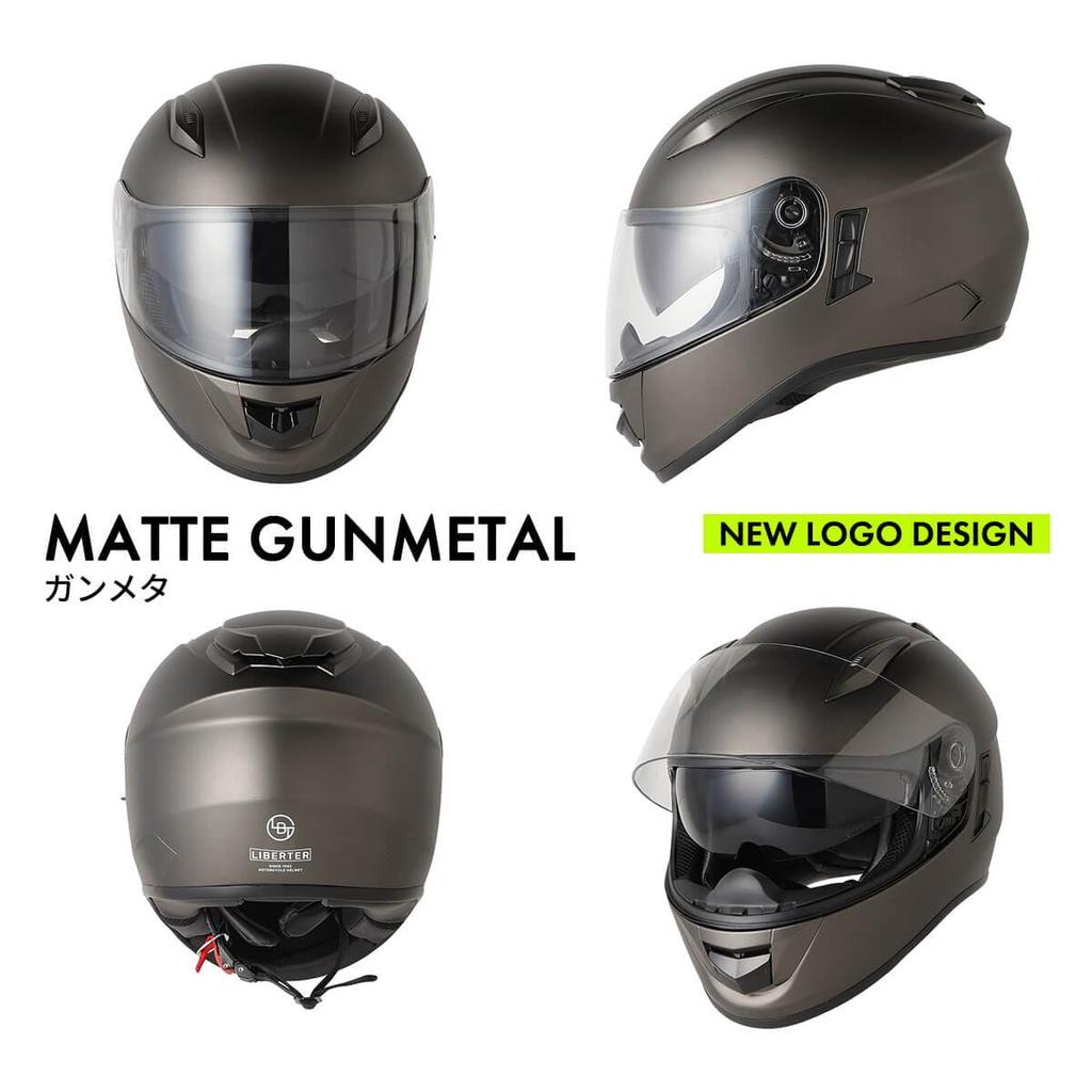 ISHINO SHOKAI LIBERTER 736 Full-Face Motorcycle Helmet ISN21402, Free Size (Approx. 57-60cm) (Matte Gunmetal)