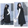 Autumn and Winter Women's Solid Color Hooded Loose Mid-length Windproof Warm Vest Sleeveless Women's Jacket
