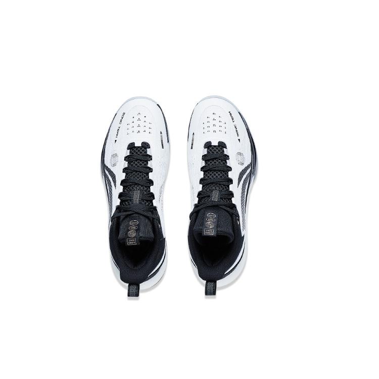 New LiNing Sonic Team Cushioning Mid Top Basketball Shoes Men's White Black ABPT057-1
