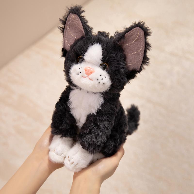 26-40Cm Cartoon Devon Cat Plush Doll Pillow Black Grey Cute Sitting Cat Animal Stuffed Toy Home Decoration Gift For Children