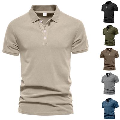Long Summer New Lapel Sports Men's Twill POLO Shirt Fashion Casual Men's Solid Color Short-sleeved T-shirt