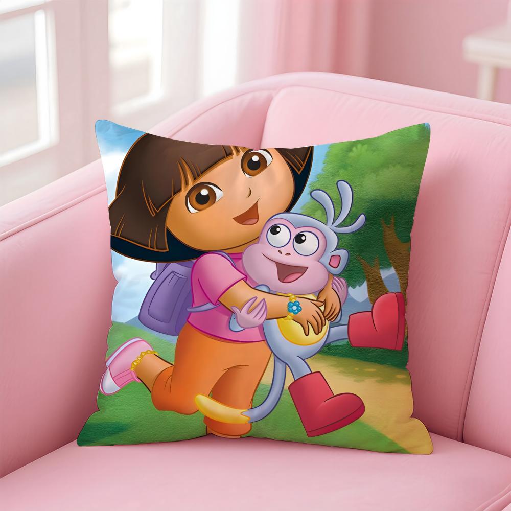 Anime Cute D-Dora the E-Explorer Cushion Cover Comfortable Reversible Pillow Cover Ideal for Car Sofa Bedroom & Beyond