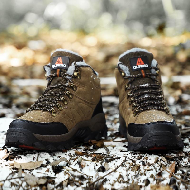 Brand Men's Boots Warm Plush Snow Boots Outdoor Non-Slip Hiking Boots High-Top Waterproof Sneakers Men's Winter Boots Size 39-47