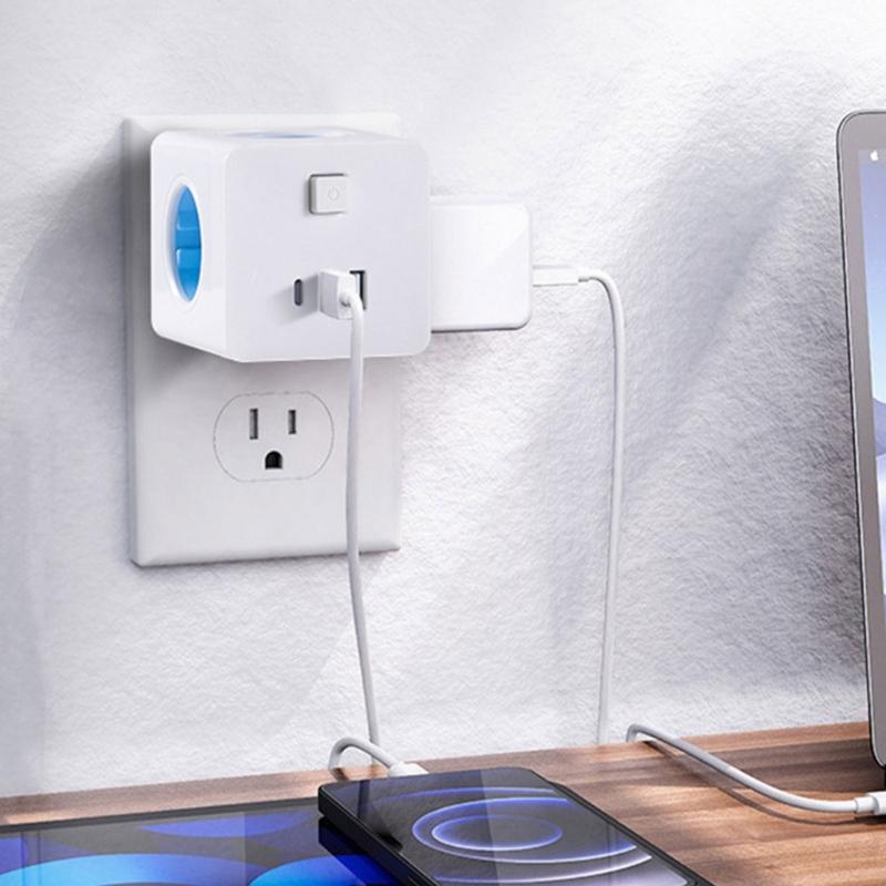 Practical Wall Socket Extenders 6 in 1 EU Plugs Charging with 3 ACOutlets and 3 USB Port for Household Daily Use