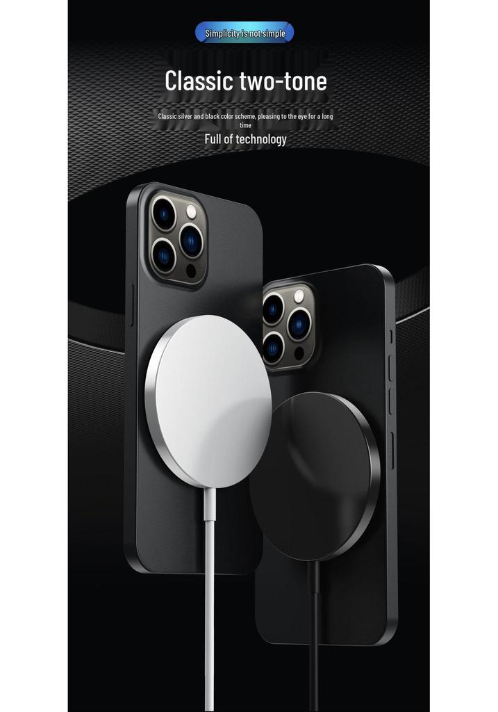 Carregador Sem Fio Magnético Ultra Fino Fosco de 25W com Acabamento de Alto Brilho, Compatível com Telefones Apple 17qi2