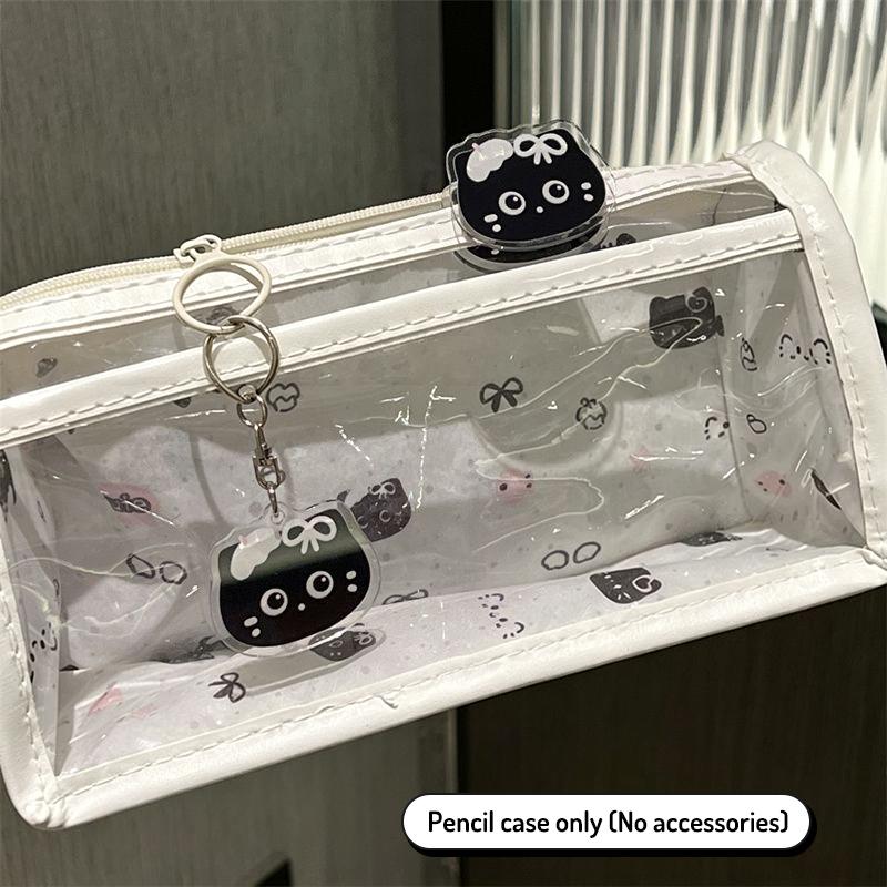 Cute Cartoon Translucent Pencil Case Double Layer Large Capacity Stationery Storage for Kids Students Art Class School Use