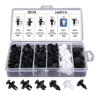 100PCS OPP sáček Smíšené balení 6 druhů univerzální autopřezka Plastová pevná spona