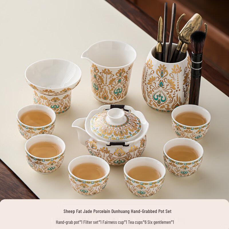 

Dunhuang Mutton Fat Jade White Porcelain Kung Fu Tea Set
