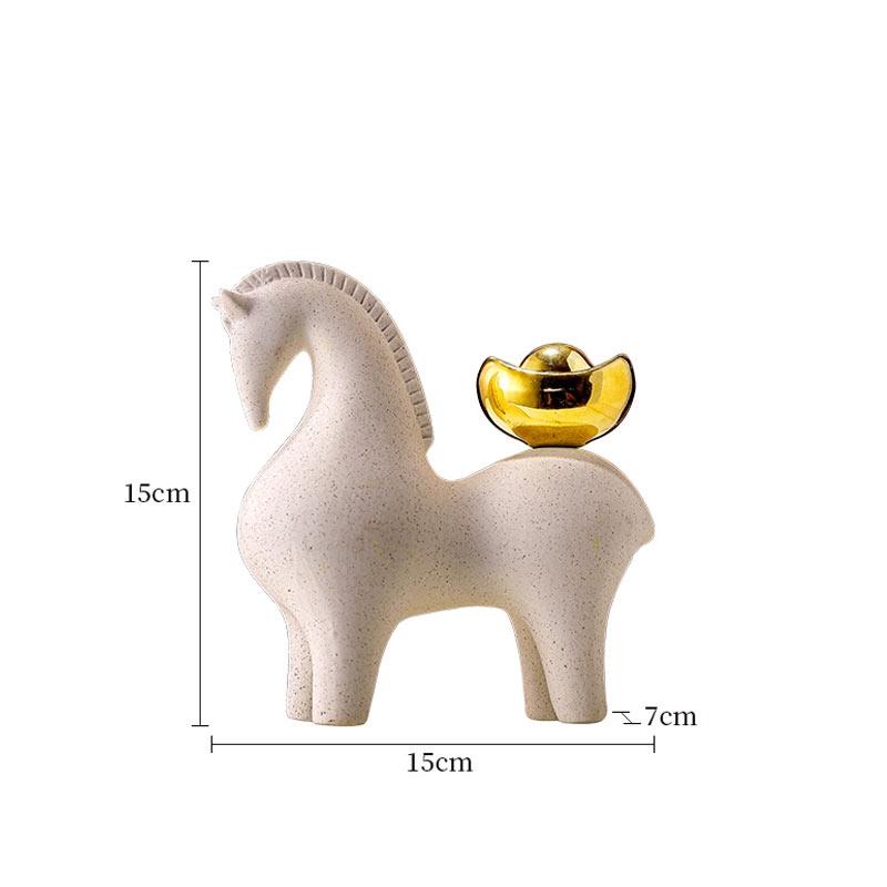 Glückliches Pferd Keramik Kleines Ornament Haus Wohnzimmer Skulptur Ornamente Geschäft Büro Empfang Eröffnungsdekoration Einweihungsgeschenk