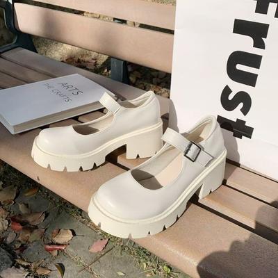 Summer Large Size New Mary Jane Women's Shoes Thick Heel Platform Uniform Single Shoes High Heels Women's Retro British