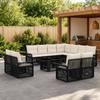 Garden Sofa Set 12 Pieces Black and Cream White Poly Rattan