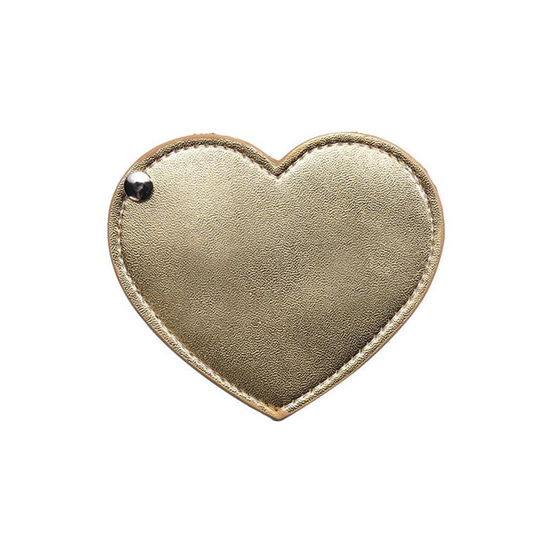 1pc Mini Heart Shaped Makeup Mirror Stainless Steel Portable PU Cover Rotary Cosmetic Mirrors Pocket Mirror Beauty Accessories