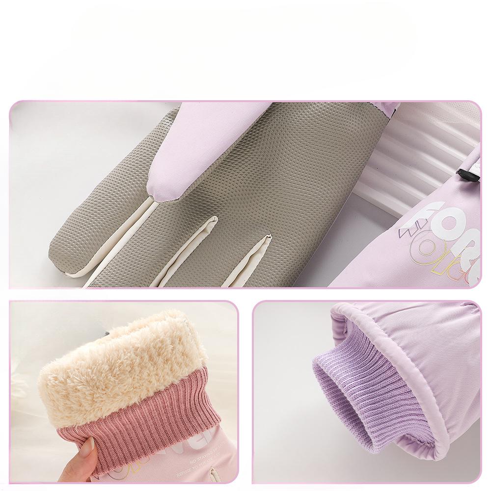 Ski Gloves for Men and Women Outdoor Winter Thickened Windproof Water Splashing Cold and Velvet Touch Screen Riding Warm Gloves