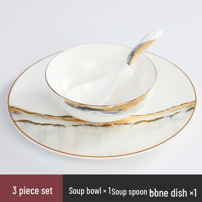 

Elegant European Bone China 3-Piece Dinnerware Set
