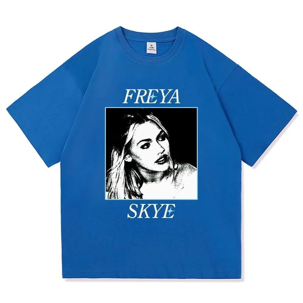 Freya Skye Vintage Halftone Porträt Grafik Unisex Schweres Übergroßes Streetwear Schwarzes T-Shirt für Musik & Popkultur-Liebhaber