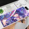 Gaming Mouse Pad Antislip Stitched Edges Purple Anime Girl Artwork Print Keyboard Pad for Gamer Home Office Desk Mat
